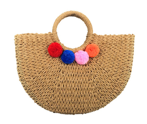 Top Sale Summer Beach Bowler <b>Hat</b> with Bowknot Character Style Outdoor Travel Casual Straw <b>Hat</b> and Straw <b>Bag</b> - Product Image 3