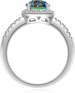 Anillo de Compromiso de Moissanita para Mujer, Color D, Claridad VVS1, Plata S925 con Baño de Rodio, Estilo Clásico, Anillos de Promesa y Eternidad - Product Image 5