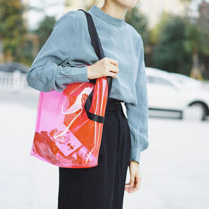 Tas belanja bahu mode PVC tahan lama warna-warni 2025 TPU bening kustom tas kantong Tote pegangan penyimpanan kapasitas besar - Product Image 2
