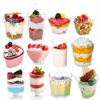 Gobelets miniatures 2OZ 5OZ en plastique PS rigide avec cuillère, pour desserts, vin, shots, pudding, crème glacée, yaourt, mousse, idéaux pour les fêtes