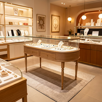 Comptoir de présentation de bijoux ovale, vitrine à bijoux en verre avec éclairage LED et tiroirs de rangement, mobilier sur mesure pour magasin de bijoux de luxe