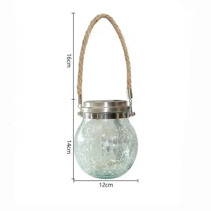 IP65 Wasserdichte Flasche Lichterkette Tragbare LED-Solar leuchten Garten Outdoor Dekorative Powered Hanging Crack Glass Jar Lampe