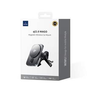 WiWU <span class=keywords><strong>Mini</strong></span> magnético 15W carga rápida Qi2.0 <span class=keywords><strong>cargador</strong></span> de coche inalámbrico 360 rotación soporte de teléfono soporte estable soporte de teléfono de montaje de coche - Product Image 1