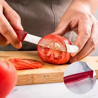 Couteau à viande, fruits, tomates, pain et légumes à bord ondulé dentelé avec manche en PP coloré pour la découpe de la viande en restaurant et cuisine