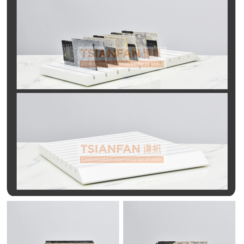 Wholesale Wooden Tabletop Marble Display Stand Mdf Ceramic Tile Stone Desk Stand Countertop Quartz Sample Table Rack