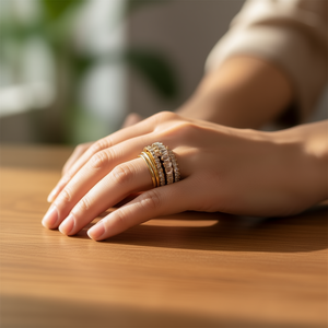 Glam Gold Color Eternity Band <b>Rings</b> With Lab Created <b>Cubic</b> <b>Zirconia</b> For Women <b>Wedding</b> Jewelry - Product Image 2