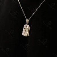 Gemnel hip-hop bijoux plaqué or collier hommes carré étiquettes de chien en acier inoxydable croix pendentif