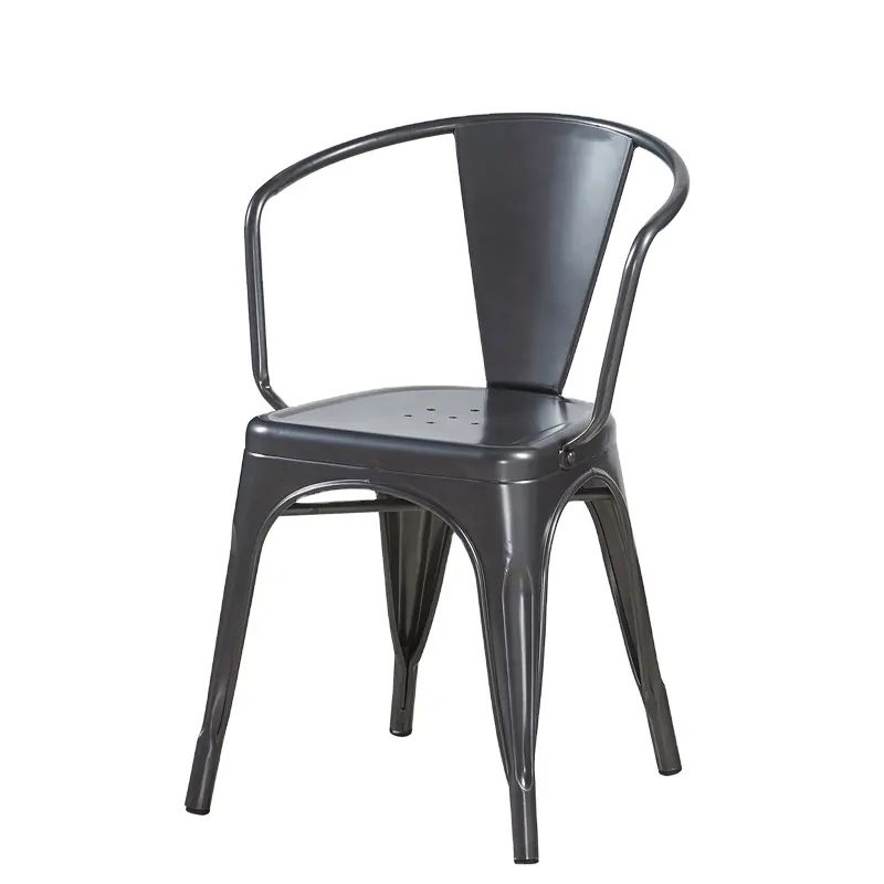औद्योगिक शैली आउटडोर Stackable धातु कुर्सी रेस्तरां बार भोजन विंटेज लोहे की कुर्सी