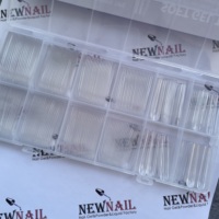 Caja de puntas de uñas de ataúd cuadrado largo al por mayor, 240 Uds., 12 tamaños, transparente, cubierta Extra larga, pegamento suave para puntas de Gel de uñas