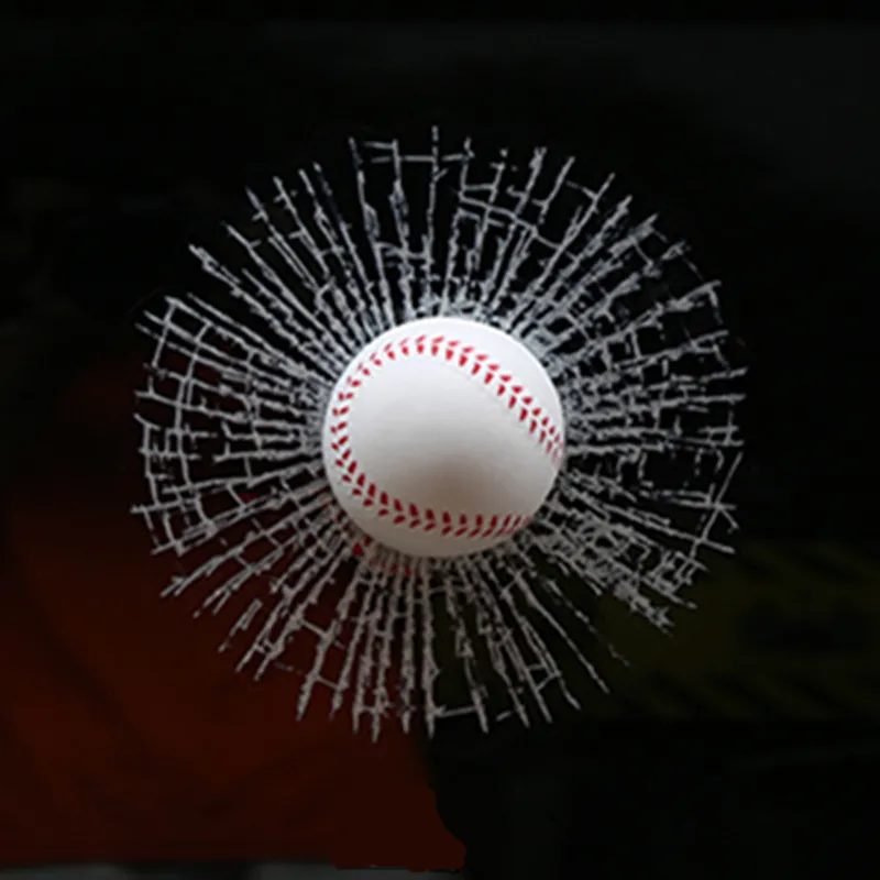 3D Softbal Hit Autoruit Baseball Stickers Crack Gebroken Glas Sticker Funny Prank Auto Decal