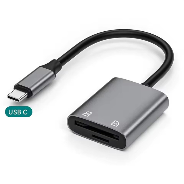 2-in-1 SD3.0/SD4.0+TF Memory Card Reader Read 2 Cards Simultaneously TF SD Card Adapter for Smartphone
