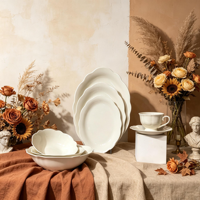 Collection de vaisselle blanche JQY, ensemble de plats en porcelaine, assiettes et bols à bord festonné en porcelaine fine pour hôtels, restaurants et traiteurs
