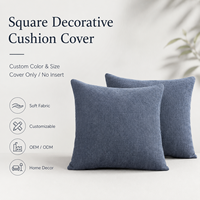 Housse de coussin décorative carrée OEM ODM en tissu tissé texturé doux pour la maison