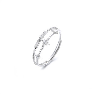 OEM Anillos Plata De Ley 925 oro <span class=keywords><strong>argento</strong></span> Sterling <span class=keywords><strong>2</strong></span> strati anelli a forma di stelle di diamanti per ragazze - Product Image 2