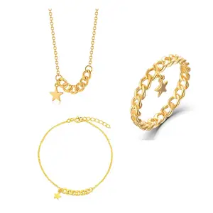 QX personnalisé OEM mariage 925 argent sterling plaqué or 18 carats bague étoile de luxe colliers bracelets ensemble de bijoux fins pour les femmes