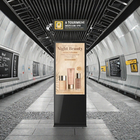 AWSTOUCH Écran publicitaire numérique LCD intelligent sur pied de 50 pouces pour intérieur, lecteur d'animation et de texte pour centres commerciaux et métros