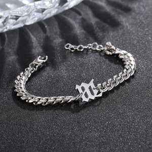 Rich <span class=keywords><strong>Brian</strong></span> Seven Brother Hip-Hop Bracelet Cubain À La Mode Hommes Femmes Personnalité En Acier Inoxydable Plaqué Or Lettre Chaîne Épaisse - Product Image 4
