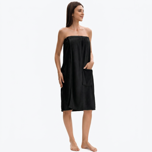 High Quality Women's <b>Towel</b> <b>Wrap</b> Dress Soft Absorbent Hypoallergenic Spa Shower <b>Wrap</b> with Pocket Machine Washable Solid Color - Product Image 2