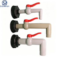 Robinet en plastique pour réservoir IBC, bec verseur à 90 degrés, poignée à levier rouge, base S60x6 pour conteneur d'eau ou de produits chimiques