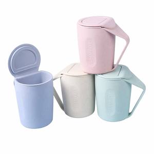Creative Slant Mouth Wheat Straw Tea Mug <b>with</b> Flip <b>Lid</b> Eco-friendly <b>Reusable</b> Drinking <b>Cup</b> for Home Office Tableware - Product Image 1