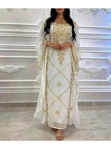 Women Polyester Abaya <b>Dress</b> Beautiful Beaded Detailing Long Sleeve <b>Modest</b> Silhouette Dubai Style Eid Ramadan Wedding <b>Party</b> - Product Image 4