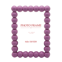 Cadre photo décoratif de luxe en résine laquée bleue avec bordure de perles pour la maison, le bureau ou comme cadeau