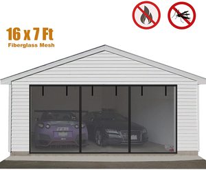 Moustiquaire de garage pour 2 voitures, durable, magnétique, robuste, en maille argentée, kit de protection de porte avec 6 bandes de fixation - Product Image 6