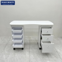 Table de manucure mobile et peu encombrante avec plateau amovible et tiroirs multiples, mobilier de salon de manucure blanc