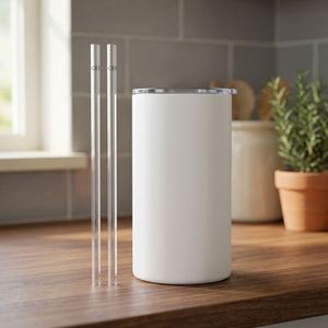 Vacuum Insulated 12Oz Tumbler Stainless Steel Travel Mug Double Wall Outdoor Mug USA Made Minimalist Design Straw <b>Cup</b> - Product Image 2