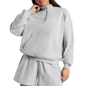 Fourniture de survêtements de sport et de loisirs pour femmes en coton personnalisés, manches longues et pantalon court, vêtements de sport pour femmes - Product Image 1