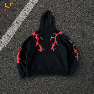 Sweat-shirts pour hommes personnalisés avec broderie 3D, patchs vieillis, coupés et cousus, effet délavé à l'acide - Product Image 3