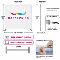 Bannerking - Soporte de Exhibición de Tela Tensada con Acabado Brillante, Portátil, para Ferias Comerciales, de Acero Inoxidable y Aluminio