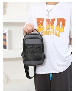 2022 Teenagers Boys Sacoche Homme Walking Sport Fashion Unique Usb Charging Sling Shoulder Chest <strong>Bag</strong> With Logo - Product Image 5