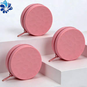 Silicone Round Coin <b>Purse</b> Portable Zipper Wallet For Kids Trip Storage Bag Unisex Pink - Product Image 1