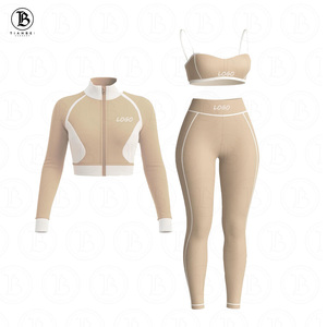 Set <span class=keywords><strong>Sportivo</strong></span> <span class=keywords><strong>da</strong></span> <span class=keywords><strong>Donna</strong></span> 2026 con Logo Personalizzato, Giacca con Zip, Completo Yoga, <span class=keywords><strong>Reggiseno</strong></span> <span class=keywords><strong>Sportivo</strong></span> e Pantaloni Yoga, Set 3 Pezzi - Product Image 1