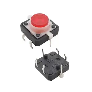 12*12*7.3MM Tact Switch 6Pin Micro Key Power Tactile Switches With Red LED Light