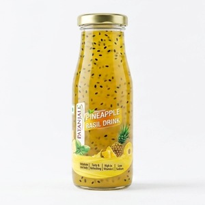Bebida de Piña y Albahaca Patanjali, Extracto Líquido de Fruta con Vitamina C en Envase de Vidrio - Product Image 1