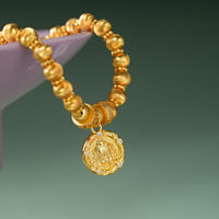 Bracelet en perles dorées pour femmes TANGPEI avec pendentif rond en alliage de cuivre et zircone cubique, bijoux tendance