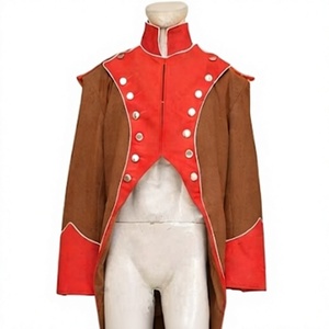 Uniforme Histórico Napoleónico de Lana para Hombre, Doble Botonadura, Color Rojo Marrón, Traje de Invierno, Frac con Logotipo Personalizado - Product Image 1