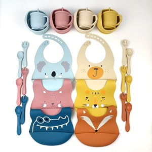 Utensilios de entrenamiento para niños pequeños, Baberos y cuencos de silicona sin BPA, conjunto de alimentación de bebé de etapa de destete Led - Product Image 4