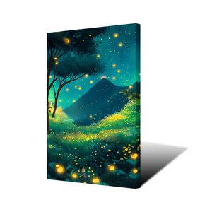 Peinture murale de paysage avec lucioles et forêts, impression haute définition sur toile avec cadre intérieur pour la décoration intérieure - Product Image 4