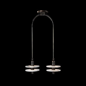 XZ decoración oscura alabastro español estriado latón envejecido antiguo Led candelabros colgantes diseño de cabecera colgante luz techo alto - Product Image 4