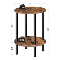 Table d'appoint ronde, utilisable comme table de chevet pour chambre à coucher, table d'appoint pour canapé de salon, style moderne, sur pieds, double niveau