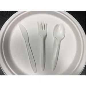 Talheres pla compostáveis biodegradáveis, utensílios de mesa personalizados, faca de milho, garfo, colher, descartável, compostável, guerra