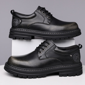 Men's Cowhide <b>Leather</b> Shoes Brown Lace-Up Chunky Sole Casual <b>Work</b> <b>Boots</b> 5081 - Product Image 4