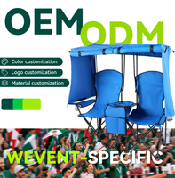 Chaise pliante personnalisée ODM OEM avec pare-soleil et glacière, double siège, design pliable portable pour les loisirs