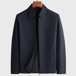 Abrigo Corto Ejecutivo de Primavera para <span class=keywords><strong>Hombre</strong></span>, Cuello Vuelto, Corte Holgado, Resistente al Viento, Poliéster, Tallas Grandes - Product Image 1