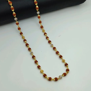 Traditional Rudraksha Gold <b>Mala</b> <b>Necklace</b> with Decorative Beads Elegant Daily Wear <b>Mala</b> <b>Necklace</b> Beads Yoga Jewelry Religious - Product Image 1