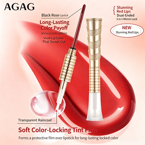 <span class=keywords><strong>AGAG</strong></span> Rouge à lèvres double embout effet vernis brillant et fini velours mat, longue tenue, fixateur de couleur, anti-transfert, brillance miroir, teinte à lèvres - Product Image 3