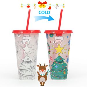 24oz Large Capacity American Style Eco-Friendly Reusable Color-Changing PP <b>Plastic</b> Cup with <b>Straw</b> and Lid - Product Image 4